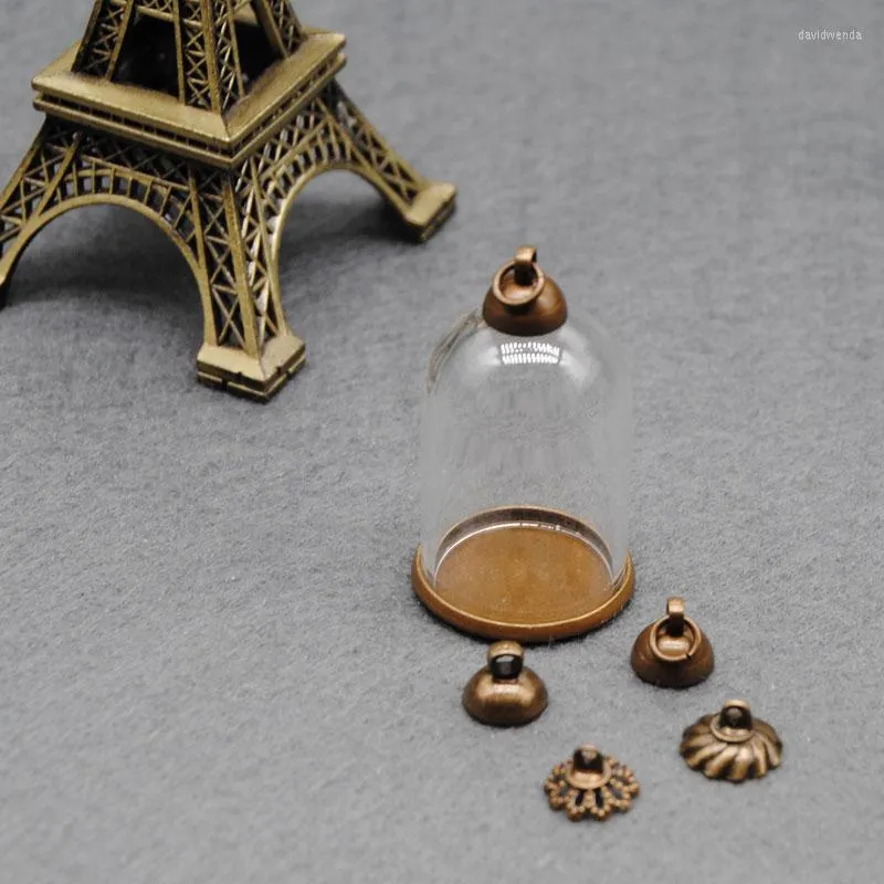 Pendanthalsband xcdiy 5set/parti 30 20mm Glass Globe Antique Bronze Base 8mm Beads Cap Diy Inions Bottle Necklace