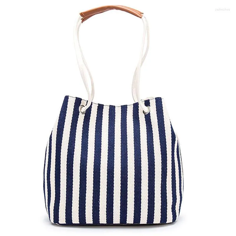 Sacs de soirée Mode Hit Couleur Patchwork Femme Sac à main Top Poignée Toile Stripe Modèle Messenger Sac pour dames Femmes Seau