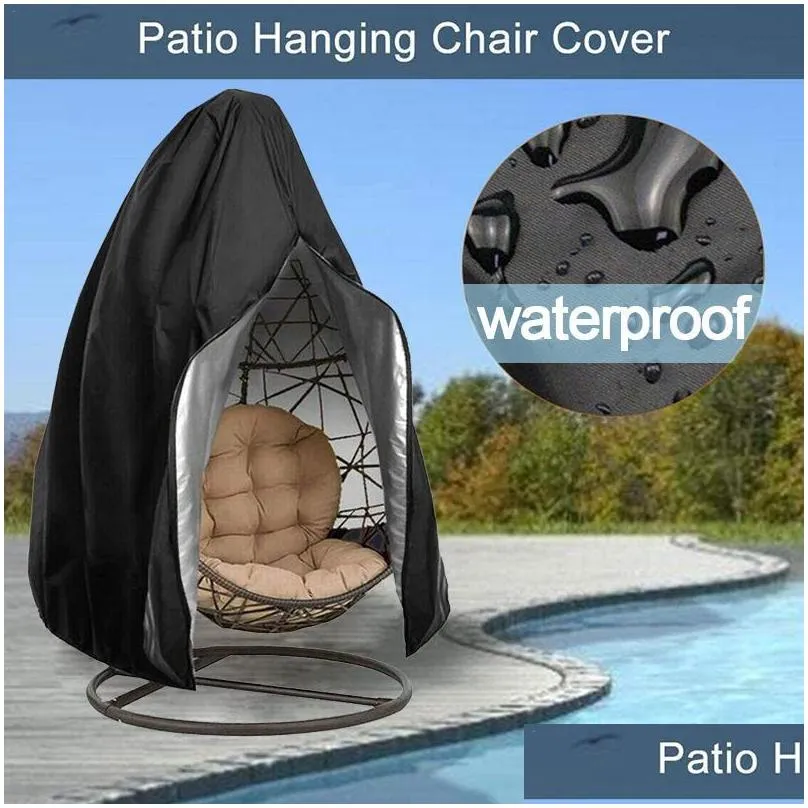 Chair Covers Ers Waterproof Outdoor Hanging Egg Er Swing Dust Protector Patio With Zipper Protective Case Drop Delivery Home Garden Dhpbj