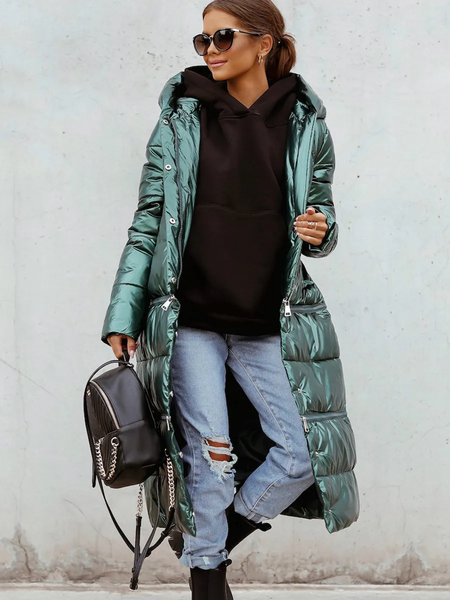 Dames Down Parkas Three Lengte Puffer Jacket Dames Winter Zip omhoog Gequilted lange jas plus maat Casual streetwear capuchon oversized gevoerde met 230111