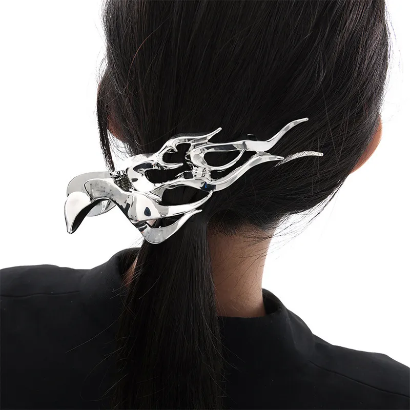 Haarclips Barrettes Punk Swallow Flying Bird Flame Icon Reflective Funny Hip Hop Harajuku Totem geometrische accessoires voor vrouwen Girl 230112