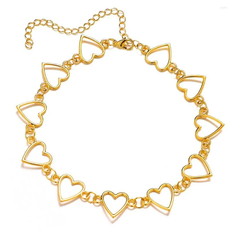 Choker Free Heart Shape Necklace For Women Gold Silver Color Female Goth Style Fashion Jewelry Drop