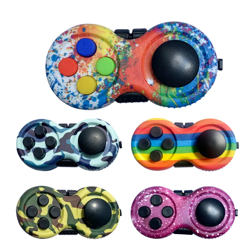 Fidget Pad Pad dedo sensorial brinquedo camuflagem colorida gamepad modelo divertido cubo botão de pressão do controlador de mão alívio de tensão de decompressão brinquedos de ansiedade