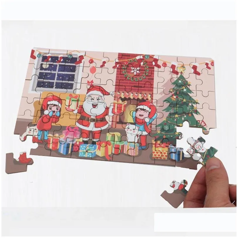 Andere feestelijke feestbenodigdheden Kerstmis houten puzzel puzzel puzzel kinderen speelgoed kerstman kerstmas kinderen vroege educatieve diy baby geschenken dh dhqtz