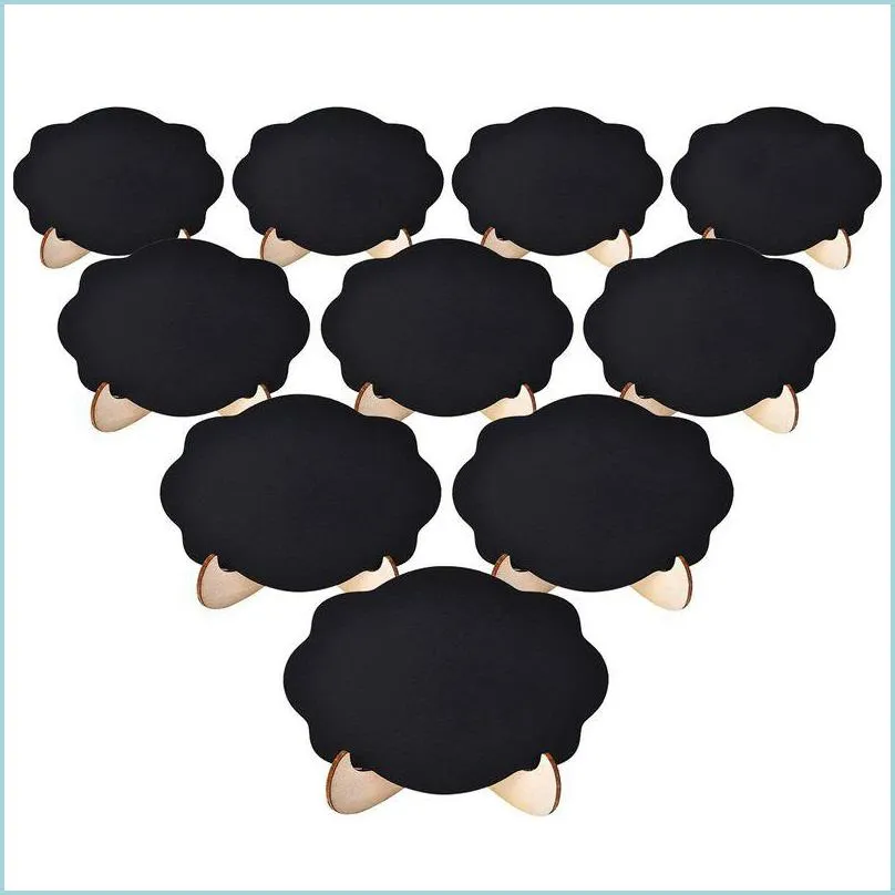 Itens de novidade 20pcs mini sinais de quadro -negro pequeno quadro -negro com cavacos de madeira para crianças artesanato e evento de festas mesa deco dhgta
