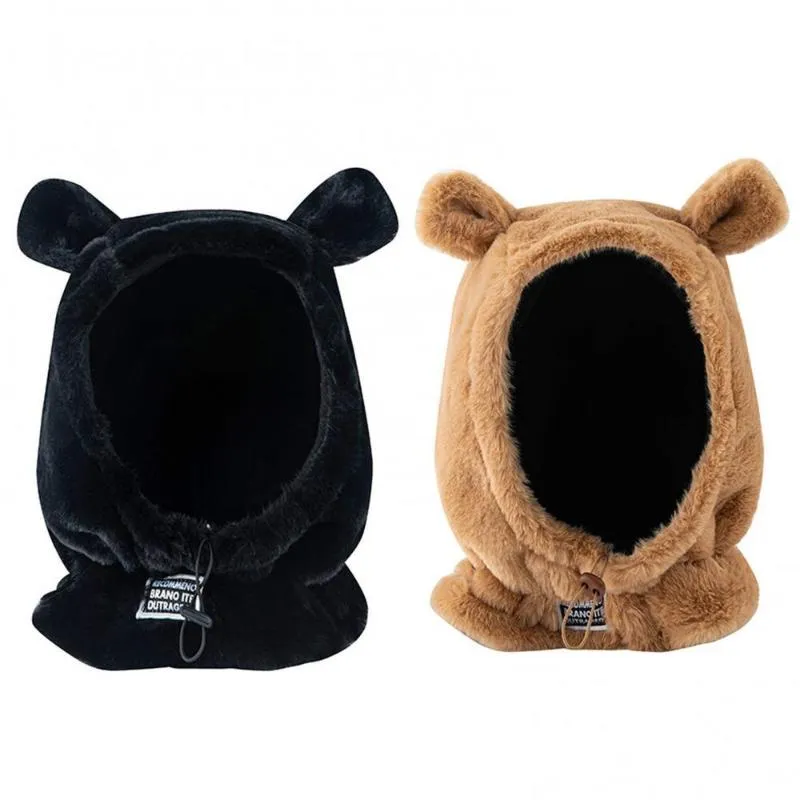 Beanies Beanie/Skull Caps Women Winter Cute Bear Ears Design Solid Color Windproof Warm Hals halsdukshatt