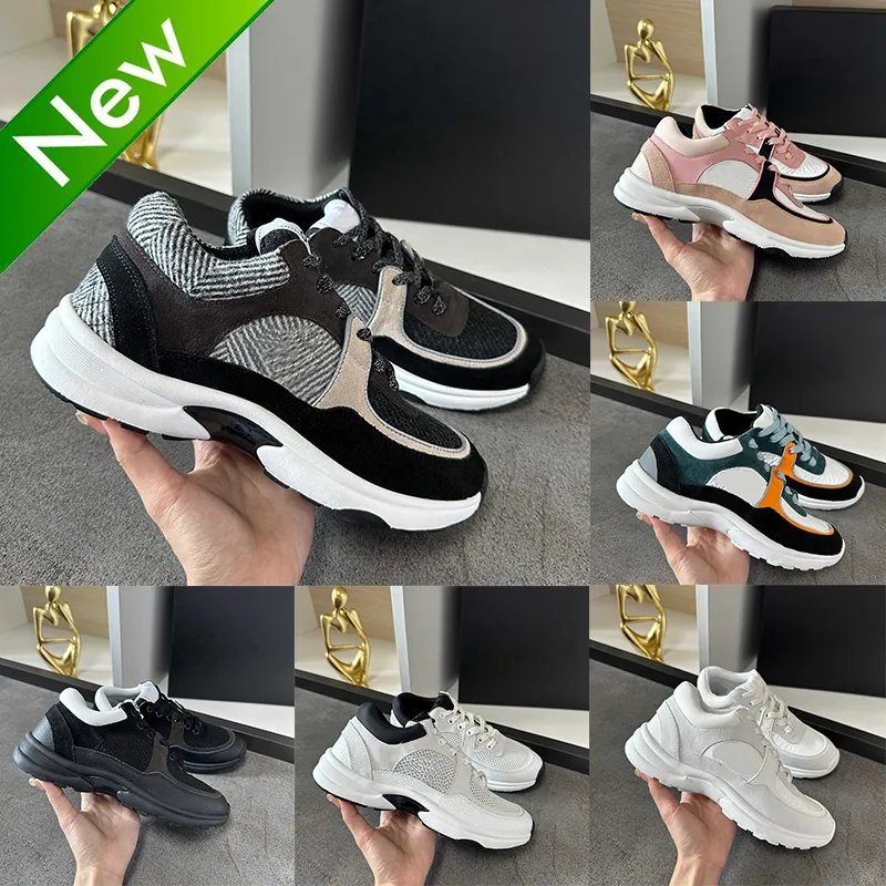 Fashion Cnel Mens Womens Casual Shoes Luxury Designer New Calfskin Suede Reflective Sneakers Genuine Leather Fabric Runner Mesh Low Top Men Women Trainers