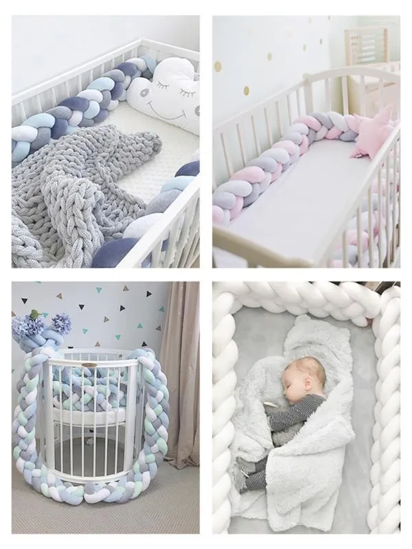 Bettwäsche-Sets 1,5 m Baby Bett Stoßstange Knoten Kissen Kissen für Jungen Mädchen Vier Geflecht Kinderbett Krippe Protector Cuna Para Zimmer Dekor