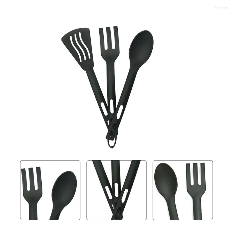 Geschirr-Sets, Utensilien-Set, Servieren, Kochen, Küchenlöffel, Besteck, Silikon-Kitspatula, tragbares Geschirr, Besteck, Campingturner, geschlitzt