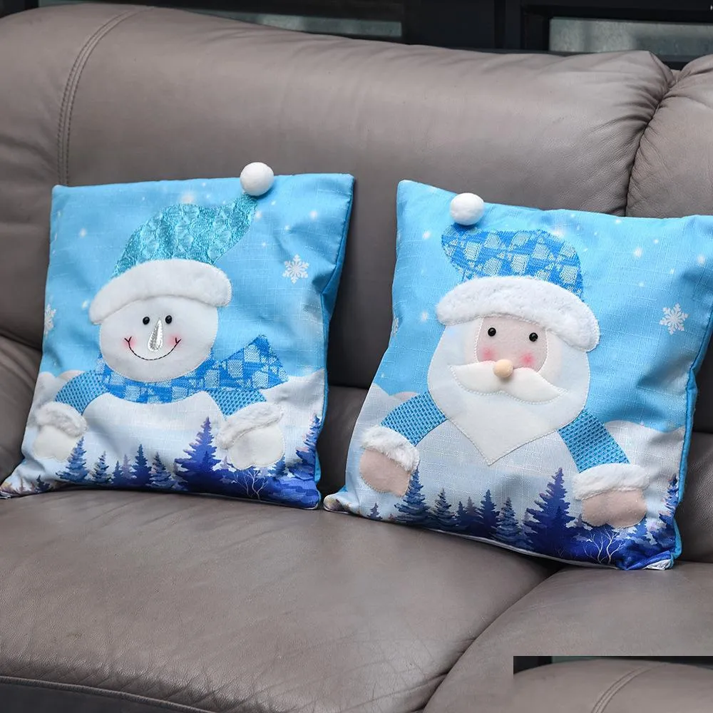 Weihnachtsdekorationen LED leuchtender Kissenbezug für Weihnachtsmann Schneemann Kissenbezug Er Weihnachtsdekoration Sofa Autozubehör Drop Lieferung Dhksn