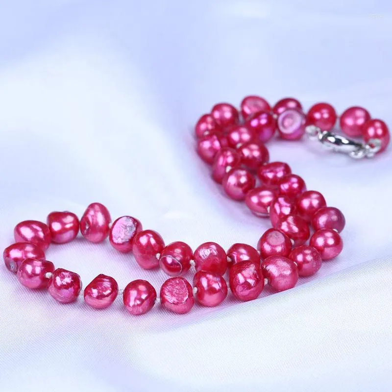 Choker prawdziwa słodkowodna perła Rose Rose Red Kolor 10-11 mm Baroque Naszyjnik