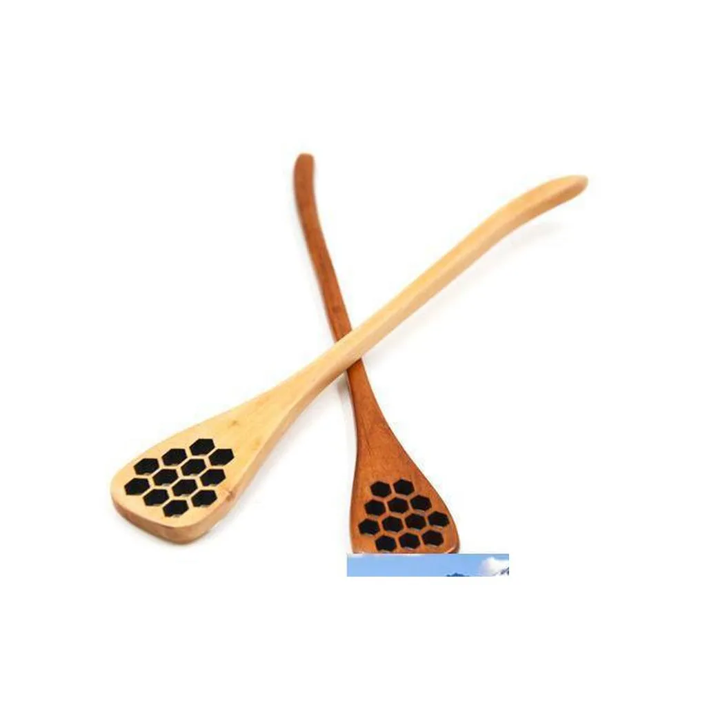 Flatware Sets Wooden Honey Stick Kitchen Supplies Stirrer Stirring Long Spoon Honeycomb Dipper Wood Tool Accessory Nt Drop Delivery Otex0