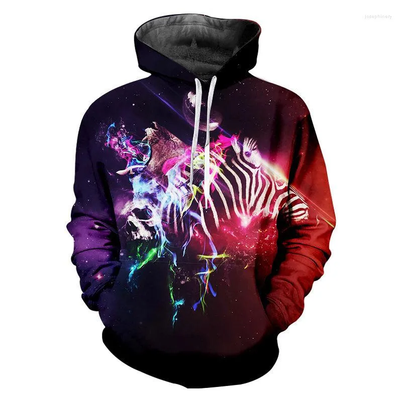 Men's Hoodies Funny Star Animal Print Unisex Pullover Sportwear Fashion Skull Hoodie Men Women Hip Hop Sweatshirt Custom