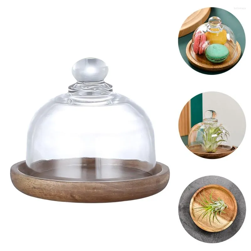 Plates Cake Mini Dessert Cover Plate Dome Traystandwooden Bell Lid Display Candyminiature Covers Cloche Holder Screen Cupcake Wood