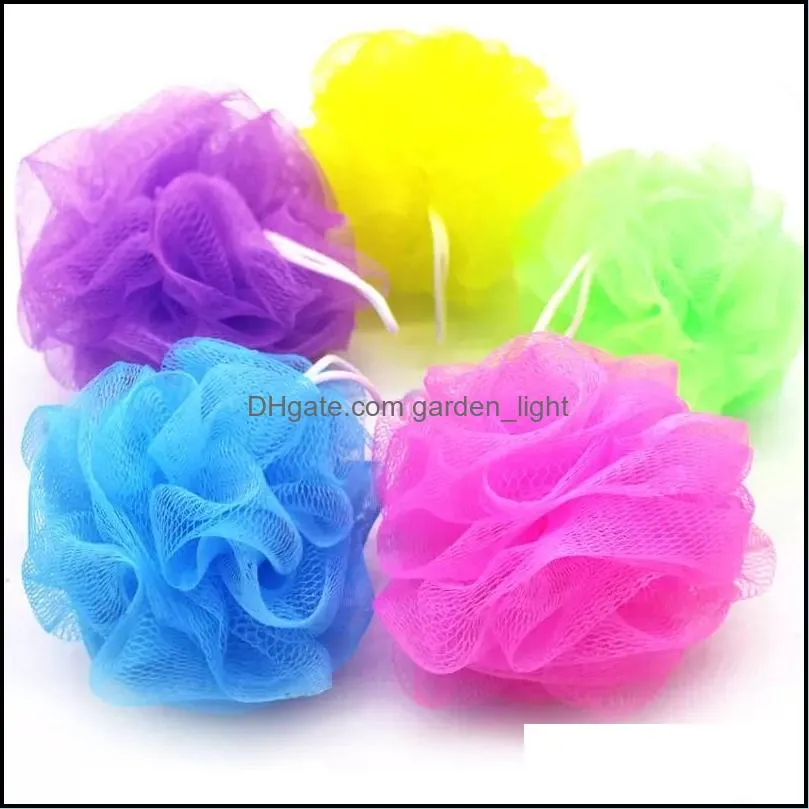 Bath Brushes Sponges Scrubbers Soft Body Bubbles Sponge Ball Nylon Scrubber Loofah Mesh Net Balls Cleaning Mticolor Flower Bathro Dhhm1