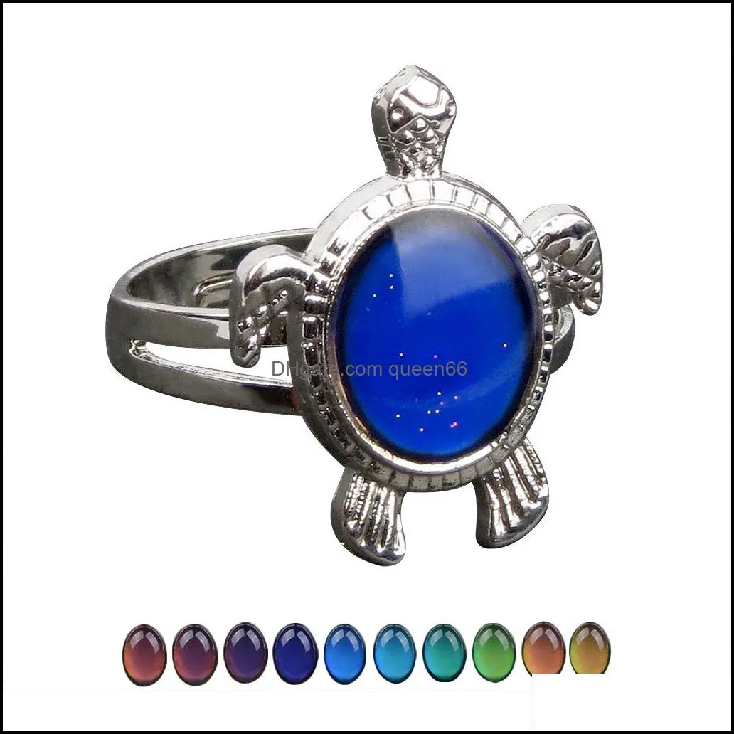 Band Rings Turtle Humor Ring Color Change Emoção Feio de temperatura Mulheres Drop Deliver