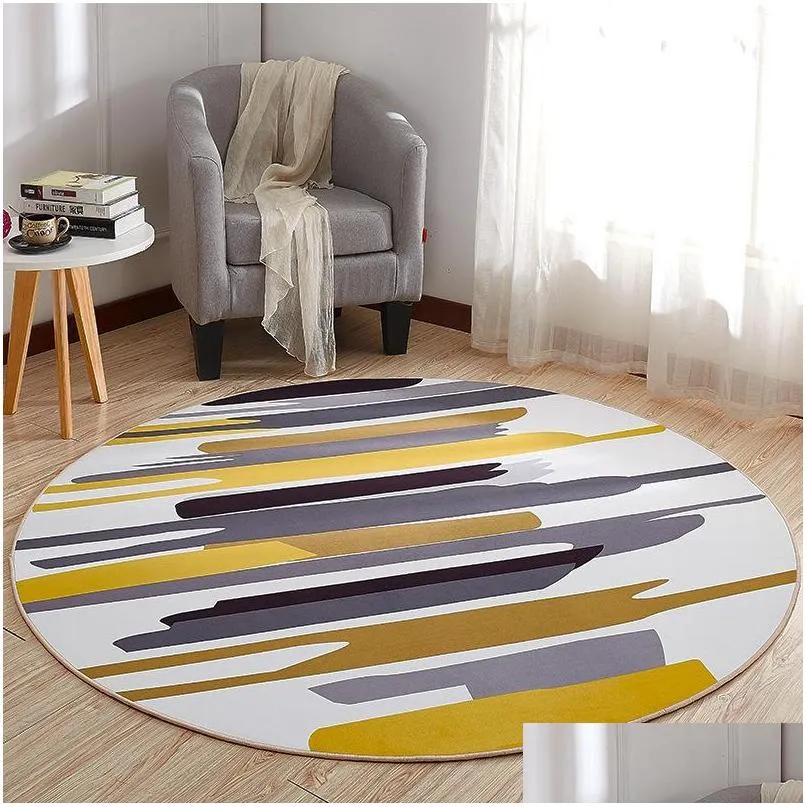 Tapis rond tapis tapis tapis de porte moderne pour salon zone chambre anti-dérapant plancher tapete maison textile drop livraison jardin textile dhgkt