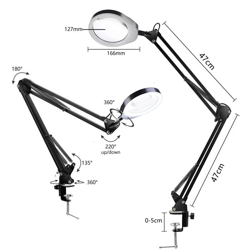 Foldable USB Adjustable Magnifying Lamp With LED Lamp 10X Or 10x20X