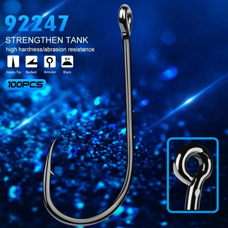 Ganchos de pesca H053 100 PCs/caixa Baitholder Fishhook Carp Jig Big Barbed Hook High Carbon Steel Saltwater Tackle