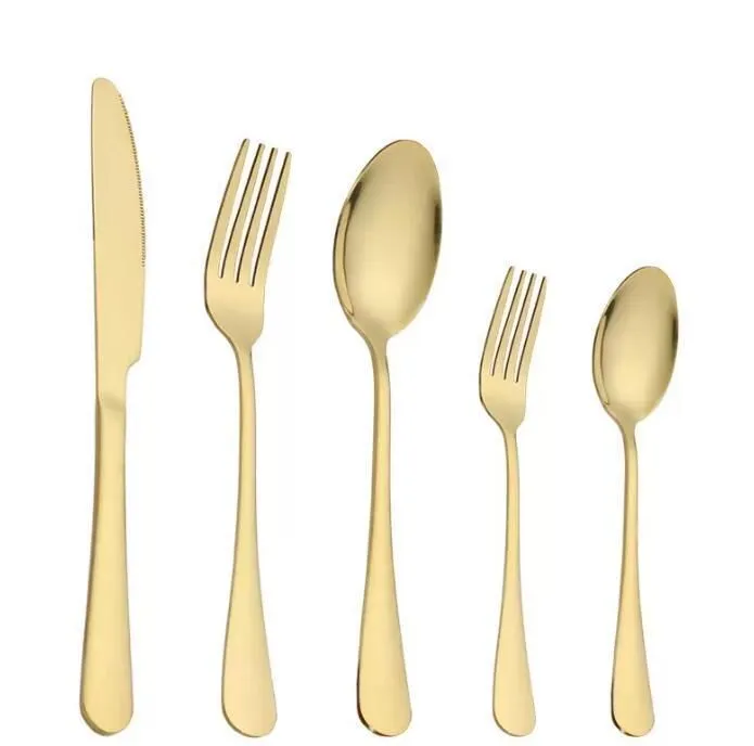 Flatware sets gouden zilveren roestvrijstalen voedselkwaliteit zilverwerk set set gebruiksvoorwerpen omvatten mesvork lepel theelepel 0112