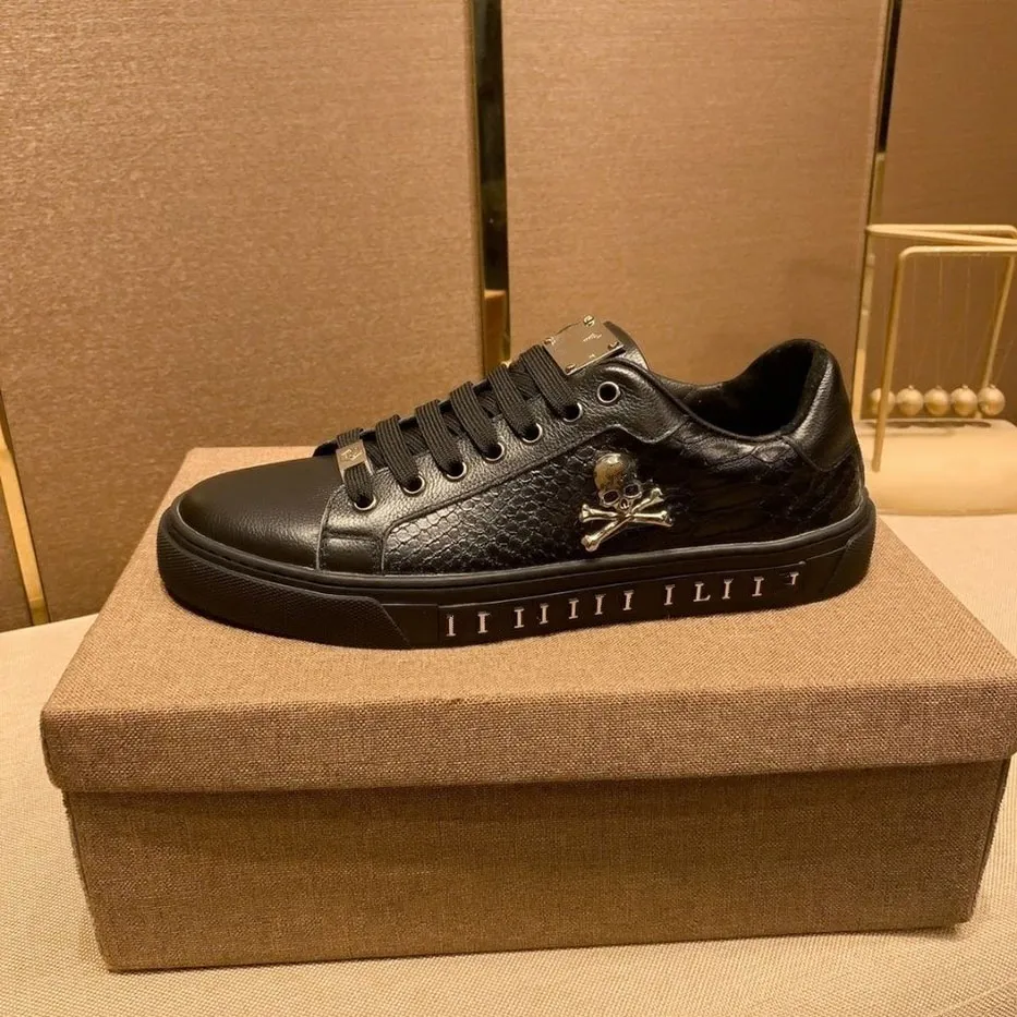 Luxury Mens Leather Sneakers Oversized Platform Sole