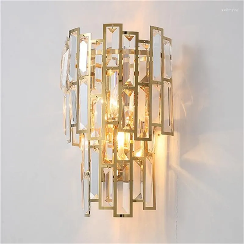 Lampes murales Nordic Creative Crystal Luxe Or Noir LED Applique pour salon salle de bain chambre escalier loft miroir éclairage