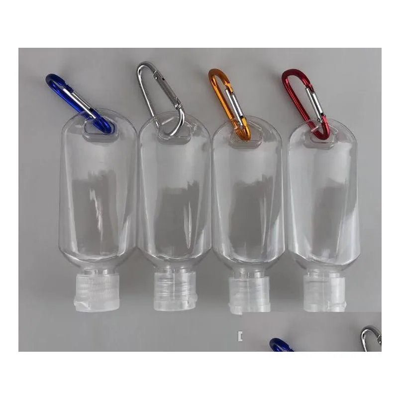 Packing Bottles Dhs Fedex 50Ml Empty Alcohol Refillable Bottle With Key Ring Hook Clear Transparent Plastic Hand Sanitizer For Trave Dhjqm