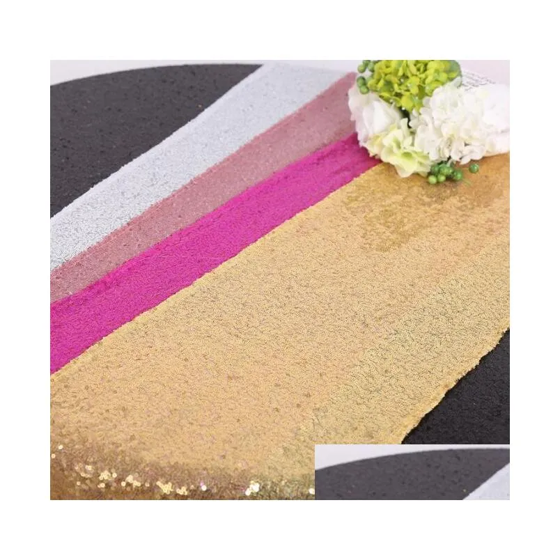 Chemin De Table Sequin Brillant Glitter Runners Décoration Pour La Maison De Mariage Dîner 30X275 Cm Drop Delivery Jardin Textiles Chiffons Dhv4H