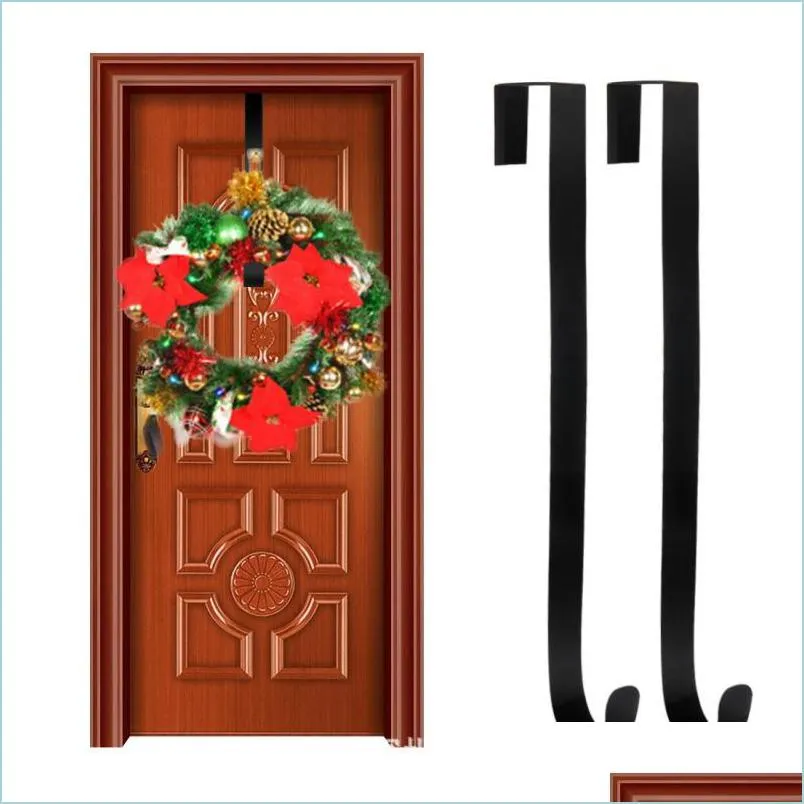 Décorations de Noël New Creative Metal Wreath Hanger Over The Door Hooks Garland Holders Seasonal Home Storage Organizer Drop Deli Dhrto