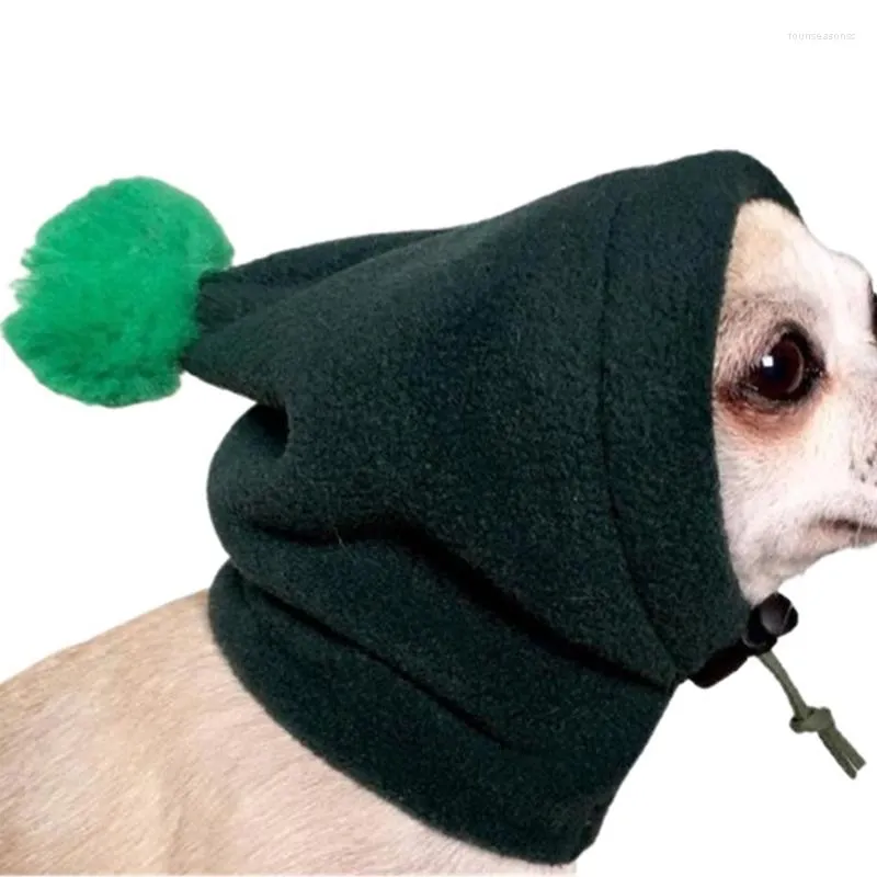 Ubrania dla psa ciepła czapka czysta kolorowa czapka z małą piłką do włosów regulacja sznurka zimowa swoboda lamparta
