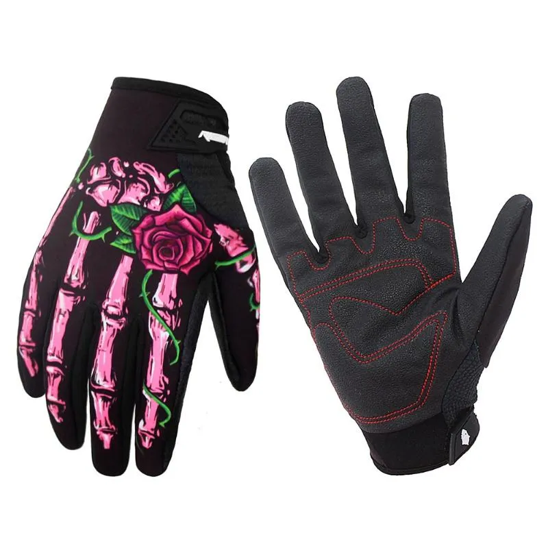 Fahrradhandschuhe für den Außenbereich, Motorradfahren, Pink Ghost Claw, lange Finger, vollständiger Schutz, Arbeitssport