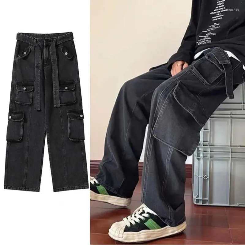 Men's Jeans Multi Pocket Washed Loose Retro Pants Baggy High Street America Cargo Y2k Clothes Men