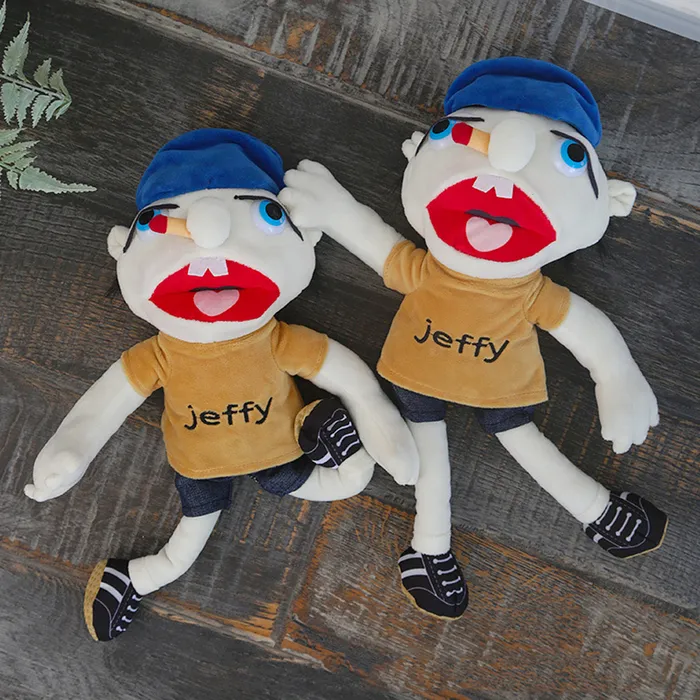 Large Jeffy Boy Hand Puppet Children Soft Doll Funny Party Props Christmas Doll  Plush Toys Puppet Kids Gift 