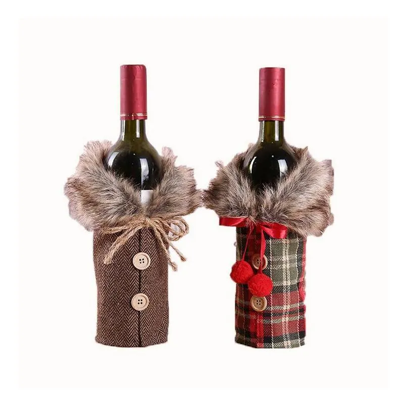 Decorações de Natal Bolsas de vinhos Er Bags Papai Noel Bag Saco de Presente Jantar Dening Decoração de Mesa de Natal Deliver Drop Dispution Home Garden Dhvid Festive Dhvid