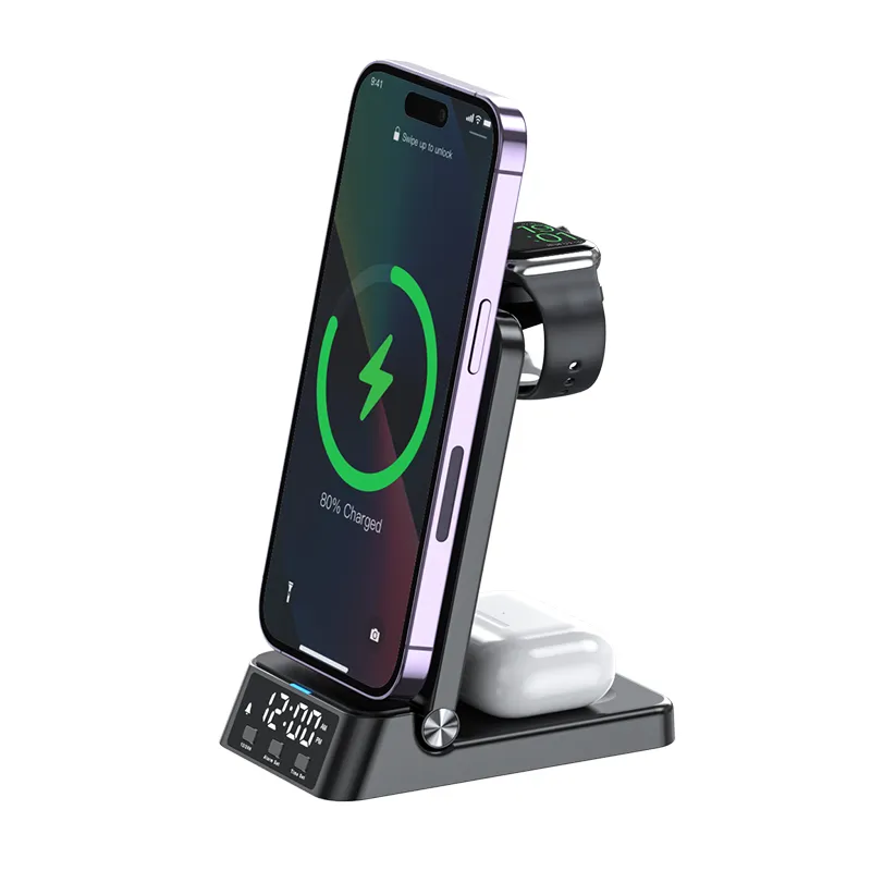 Stazione Di Ricarica Wireless AFK Con Altoparlante Bluetooth E Sveglia - Per IPhone E Android