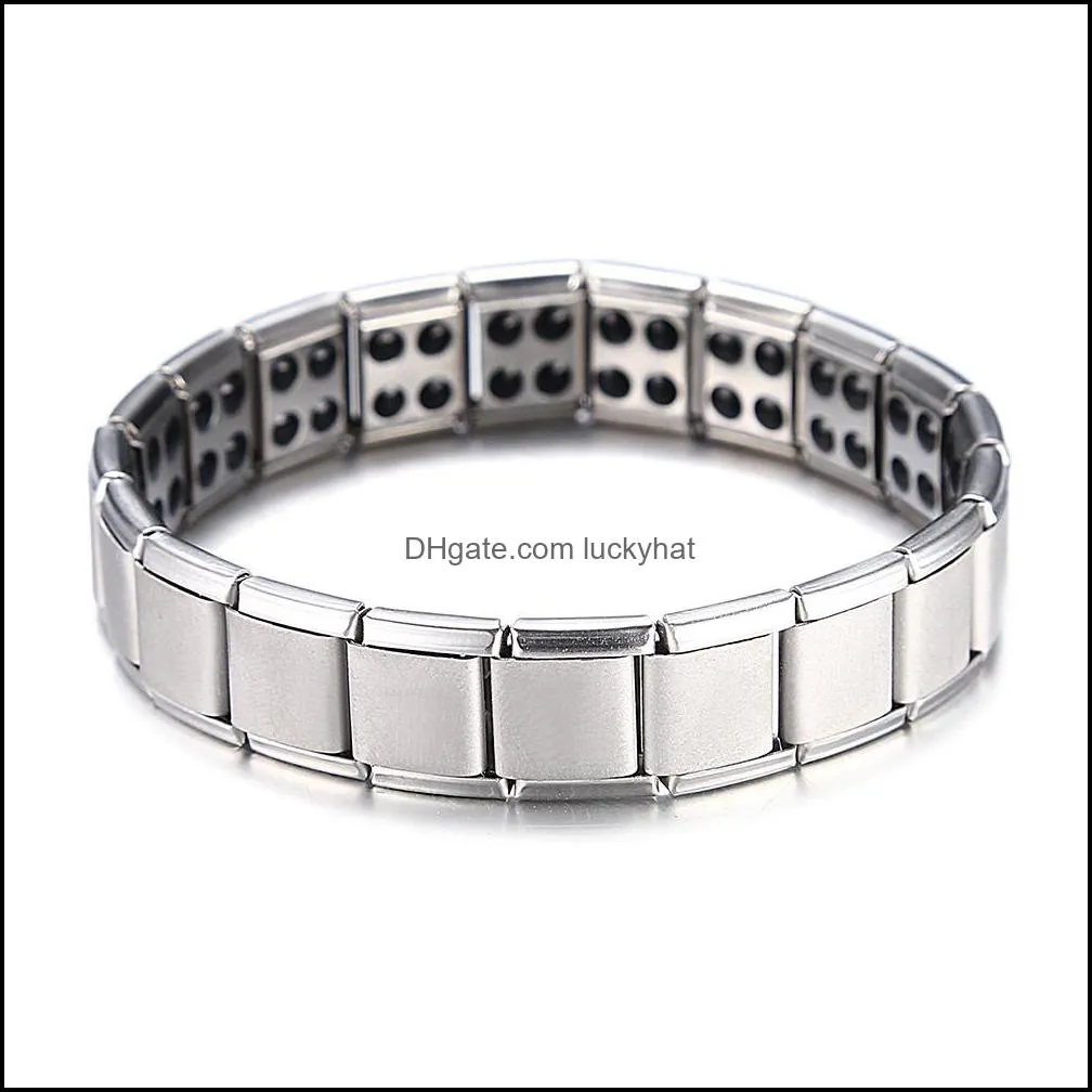 Chain Energy Magnetic Health Bracelet For Women Men Style Plated Sier Stainless Steel Bracelets Gifts Fashion Jewelry Wholesale Drop Dhtom