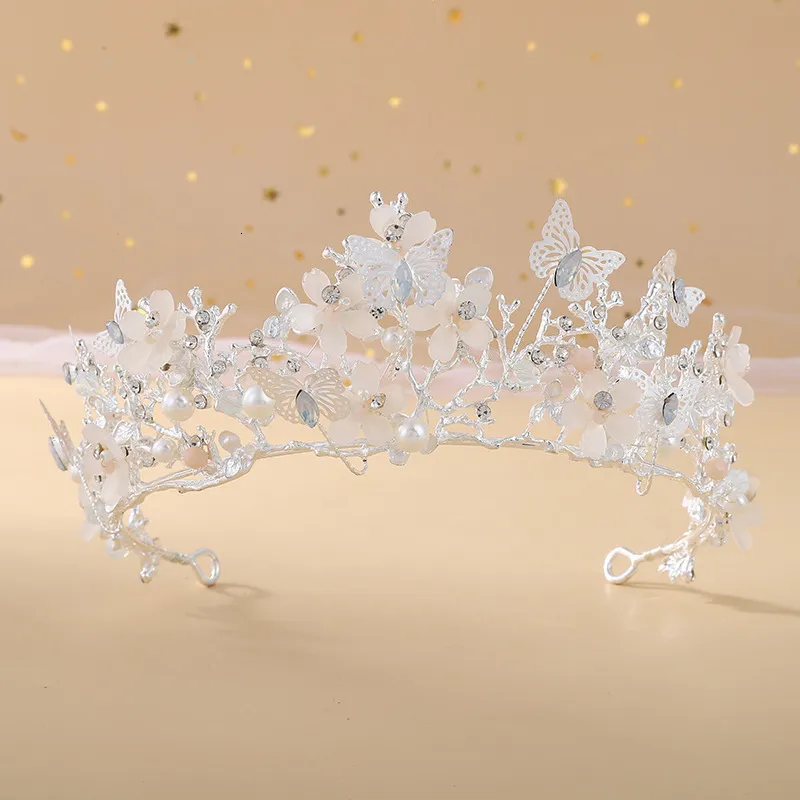 Jóias de cabelo de casamento barroco rosa ouro cristal borboleta pérolas tiaras de noiva coroas diadem headpiece videira tiara acessórios 23011196n