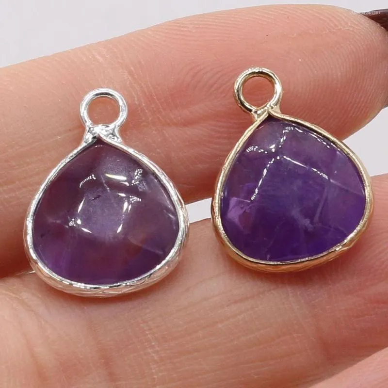 Pendant Necklaces Natural Amethyst Water Drop Shape Necklace Pendants Charms For Jewelry Making DIY Earrings Accessories 18x14mm