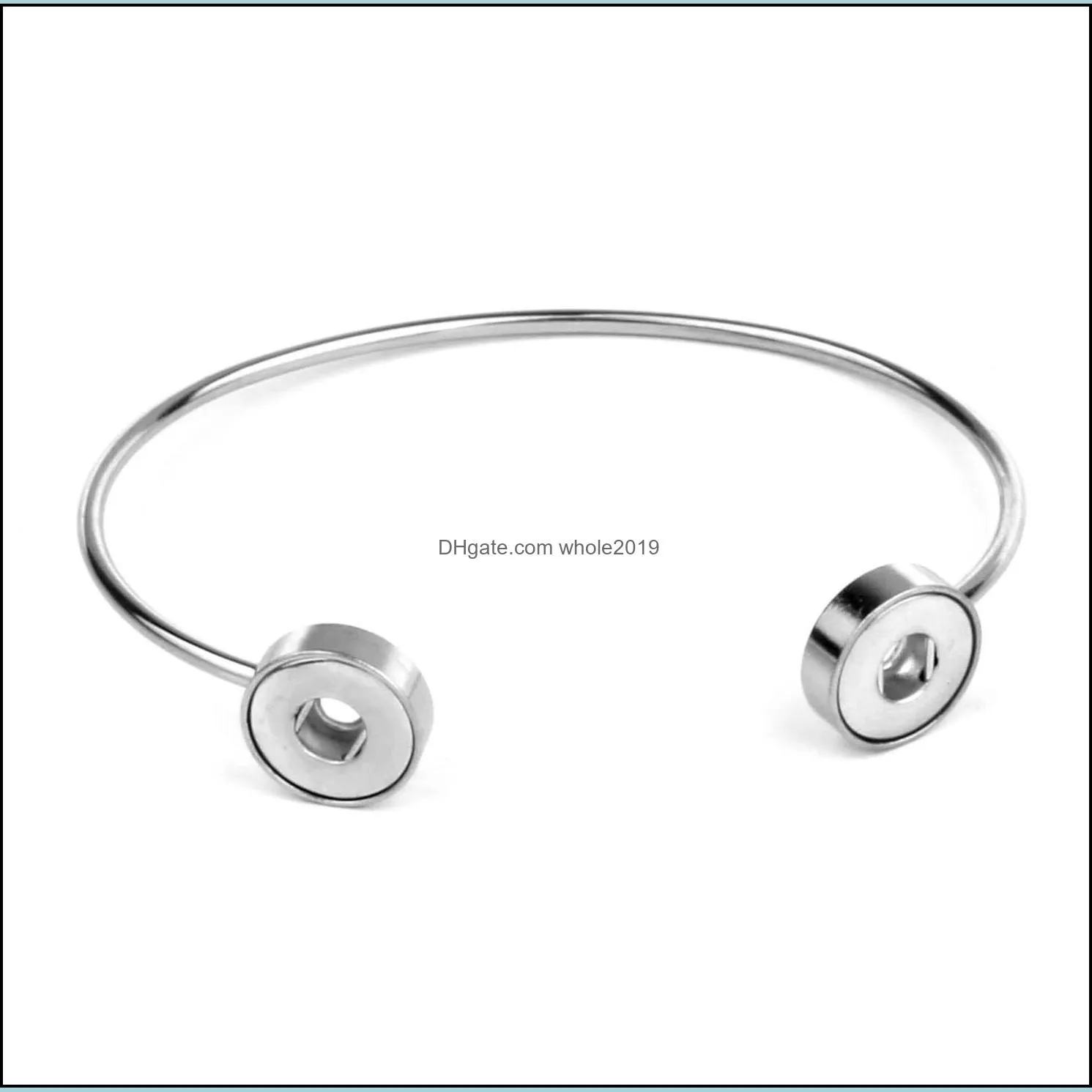 Cuff Stainless Steel Alloy Snap Button Bangle Jewelry Mini 12Mm Snaps Bracelet For Women Couple Bracelets Drop Delivery Dhl7J