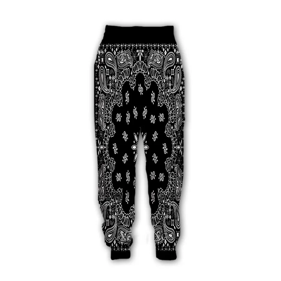 Hip Hop Sportwear Punk Casual Loose Men Cool Print Bandana 3D Pants 009