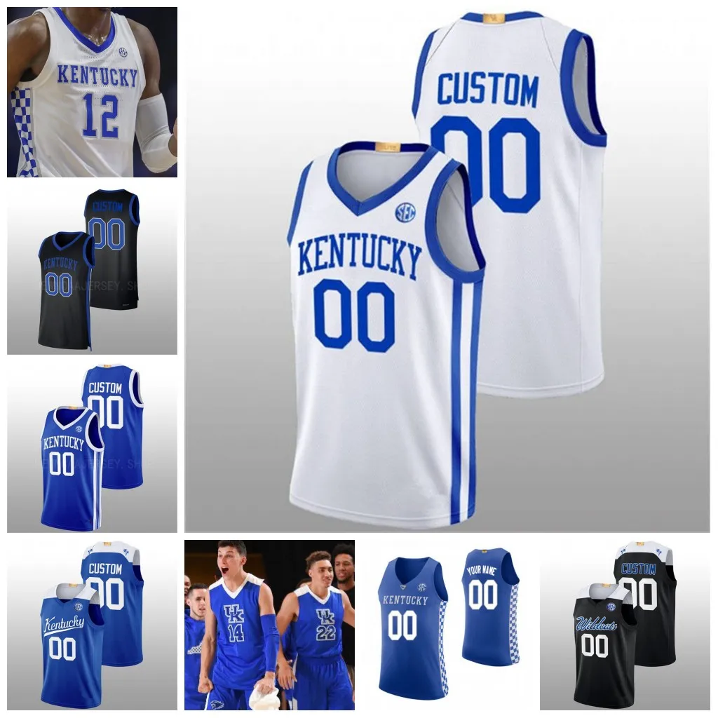 Custom NCAA Kentucky Wildcats Basketball Jersey Oscar Tshiebwe CJ Fredrick Sahvir Wheeler Daimion Collins Cason Wallace Chris Livingston Jersey Stitched