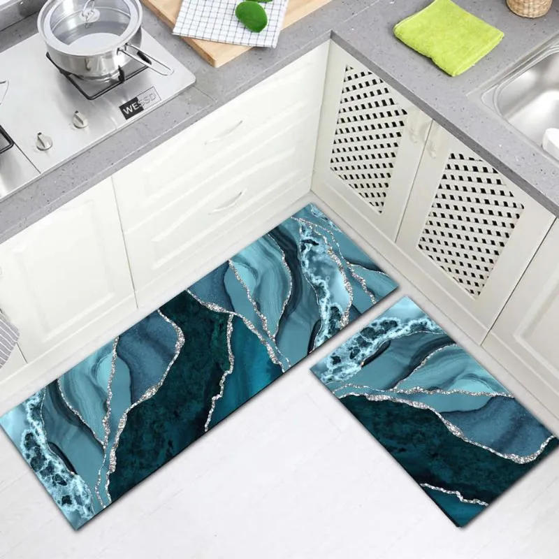 Tappeti Tappetino in marmo blu per lavatrice da cucina Tappetini per corridoio antiscivolo morbidi Tappeti per camera da letto Decorazioni moderne Tappeti