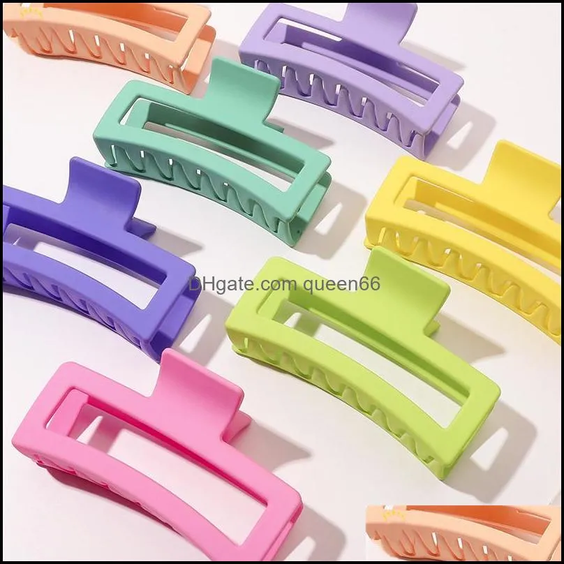 Clamps Length 13 Cm Frosted Square Ponytail Large Hair Women Girls Candy Solid Color Plastic Alloy Claw Clips For Headdress Scrunchi Dhnij