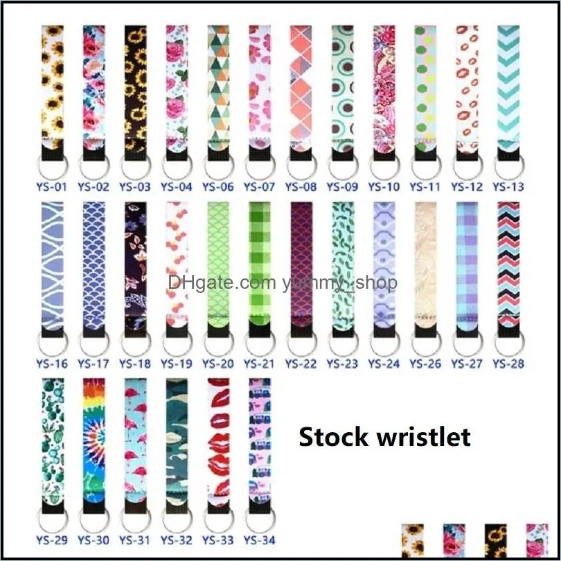 Other Arts And Crafts Total 89 Color Print Patterns Neoprene Wristlet Keychain Of Phone Straps Lanyard With Wrist Rope For Handbag D Oti8C