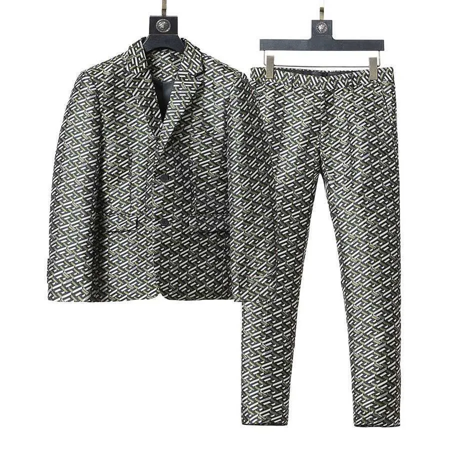 Moda męska garnitur vs. designer kurtki suibniczne męskie menu swobodny płaszcz kardiganowy mody dwuczęściowe zestaw kolorowych kurtek z nadrukiem