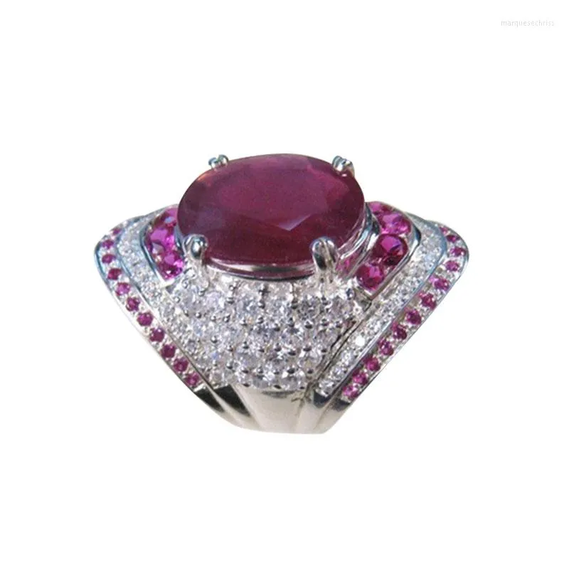Bröllopsringar Luxury Fuchsia Zircon Women's Ring Party Jewelry Band Jubileums presentmode tillbehör