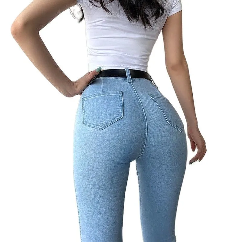 Kvinnors jeans opencroch byxor sexig mager höft persikelyft med dubbelhuvud osynlig blixtlås för dejting musthave 230111