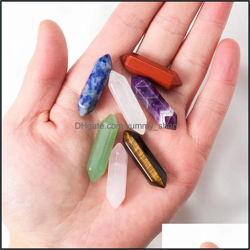 Stone Hexagon Prism Reiki Healing Chakra Natural Pillar Palm Quartz Mineral Crystal Tumbled Gemstone Hand Piece Home Decoration Jewe Dhsch