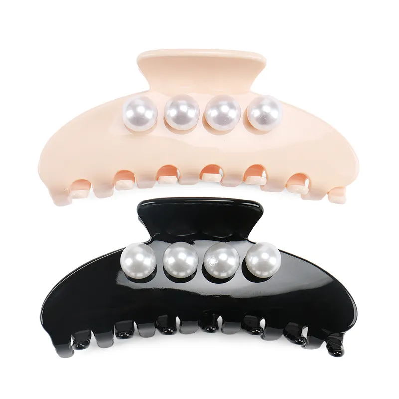 Berretti Fashion Lovely Pearl Hair Claw 105cm Clip classica in acetato colore nudo con grande 230112