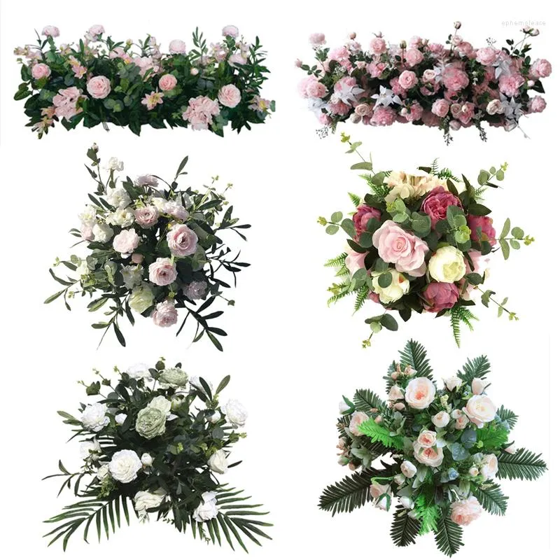 Fleurs décoratives personnalisées haut de gamme, rangée de fleurs artificielles, arrangement d'arc de mariage, mur de fond, zone de bienvenue, coin suspendu, Art